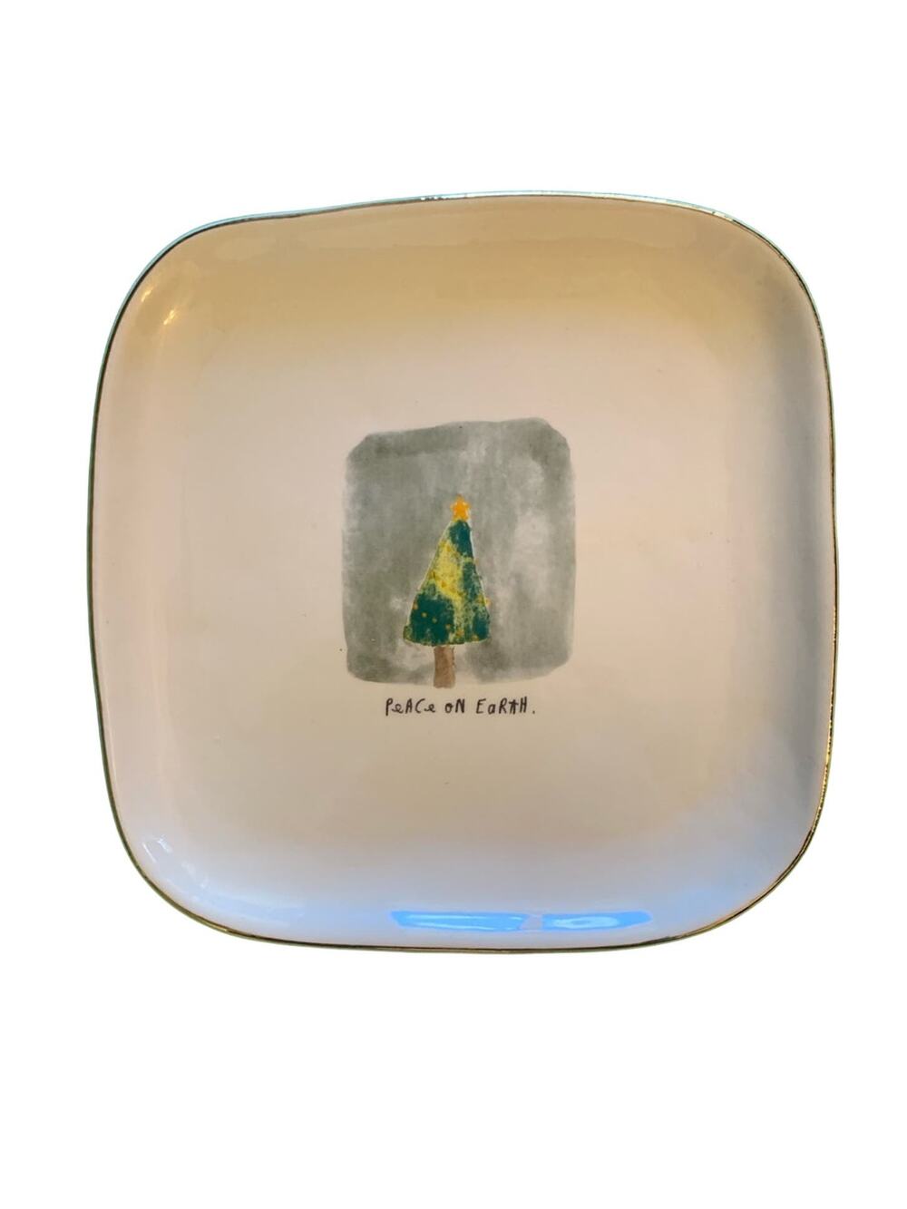Rae Dunn Peace On Earth Christmas Holiday Plate NEW